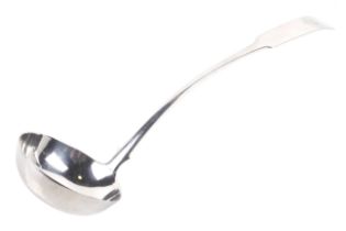 A George III Scottish silver oar pattern soup ladle.