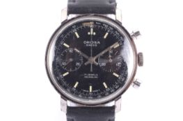 Oriosa, a gentleman's stainless steel chronograph round wrist watch, circa 1950's.