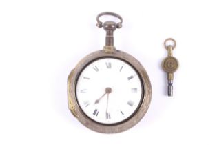 William Leadbetter, London, a George III gilt-brass pair case pocket watch, No.582.