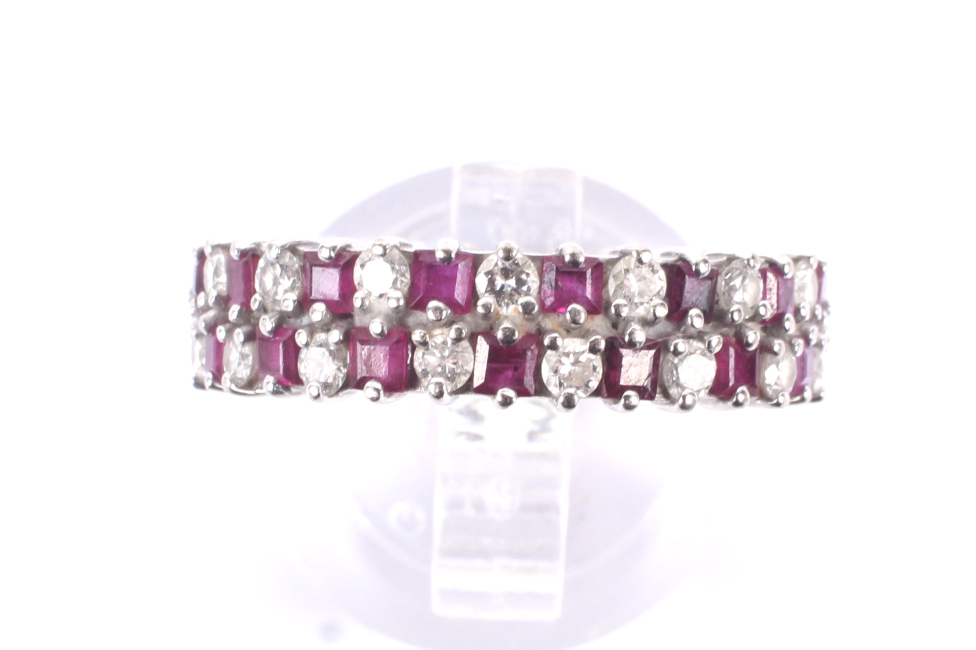 A modern ruby and diamond two-row eternity ring, - Image 2 of 4