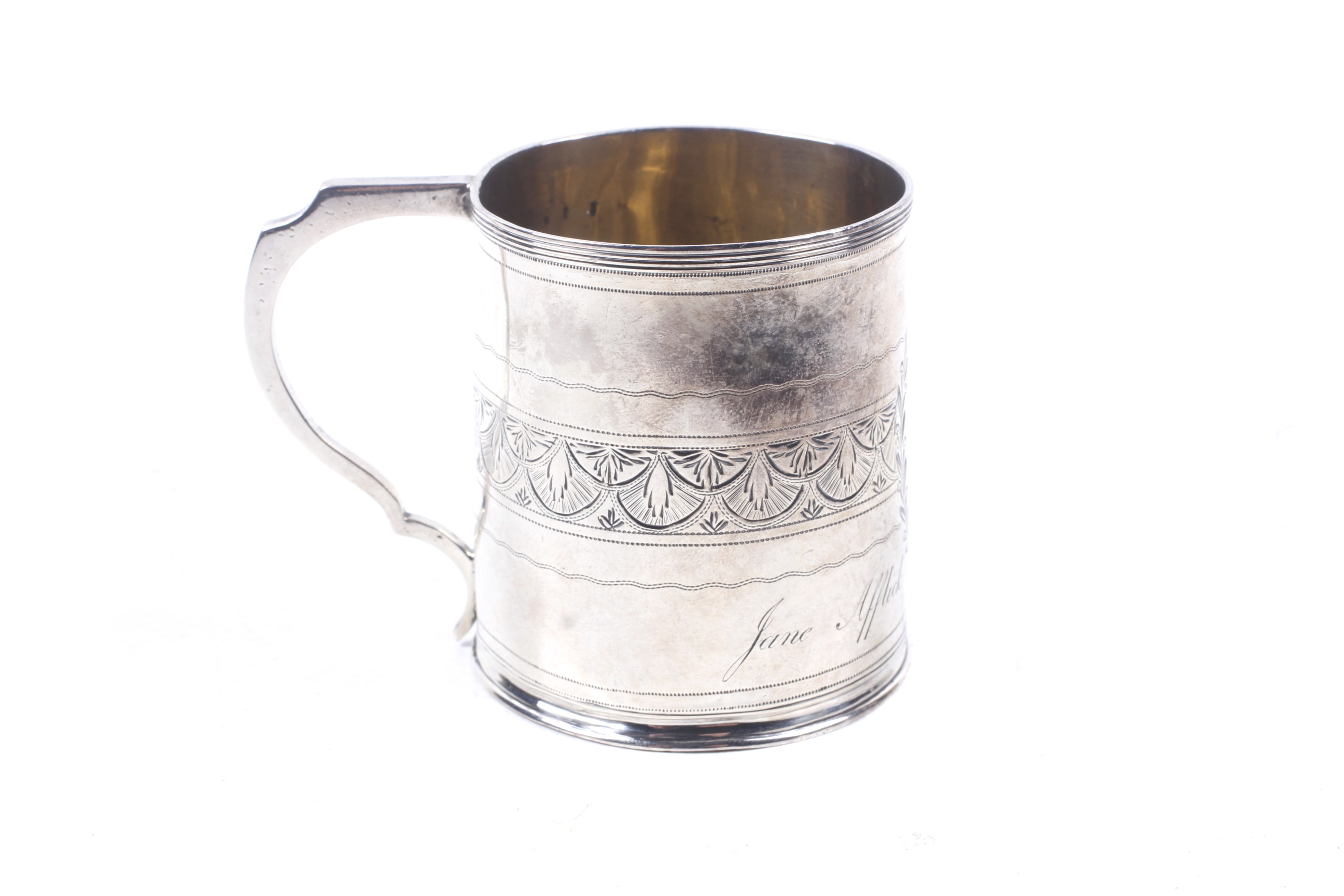 A George III silver straight sided christening cup. - Image 3 of 4