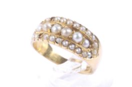A Victorian 18ct gold and half-pearl ring.