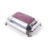 A William III and Mary II silver canted-rectangular table pin cushion.