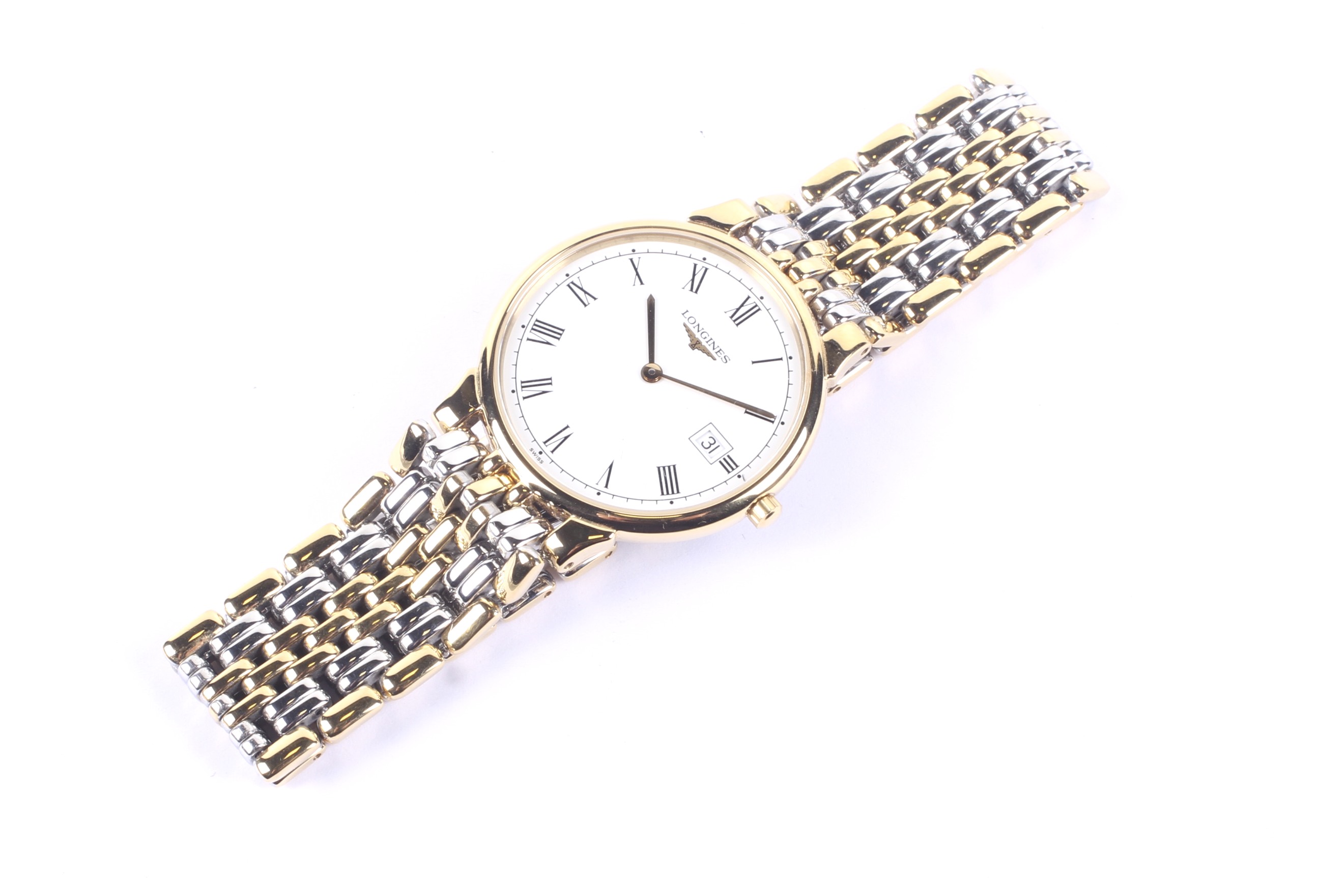 Longines, a gentleman's gold-plated and stainless steel quartz bracelet watch. - Image 3 of 6