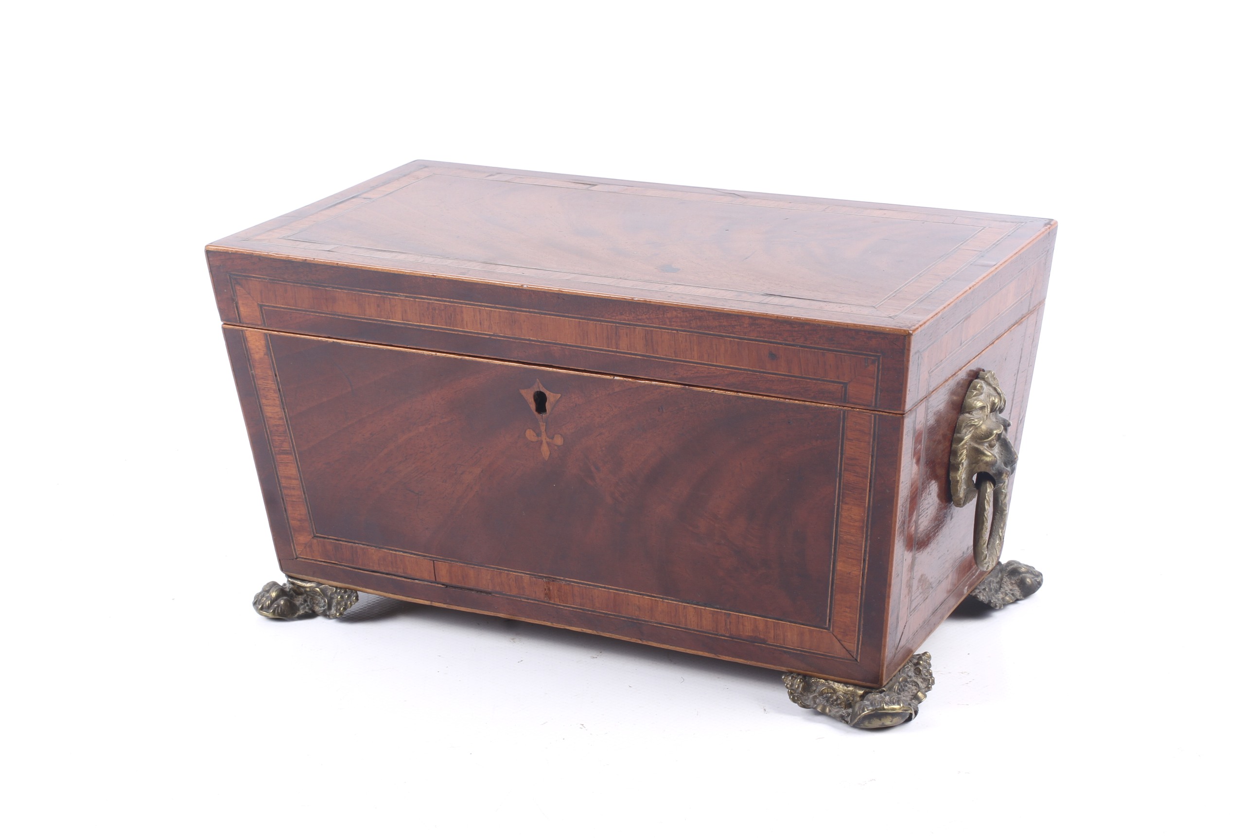 A 19th century inlaid mahogany tea caddy.