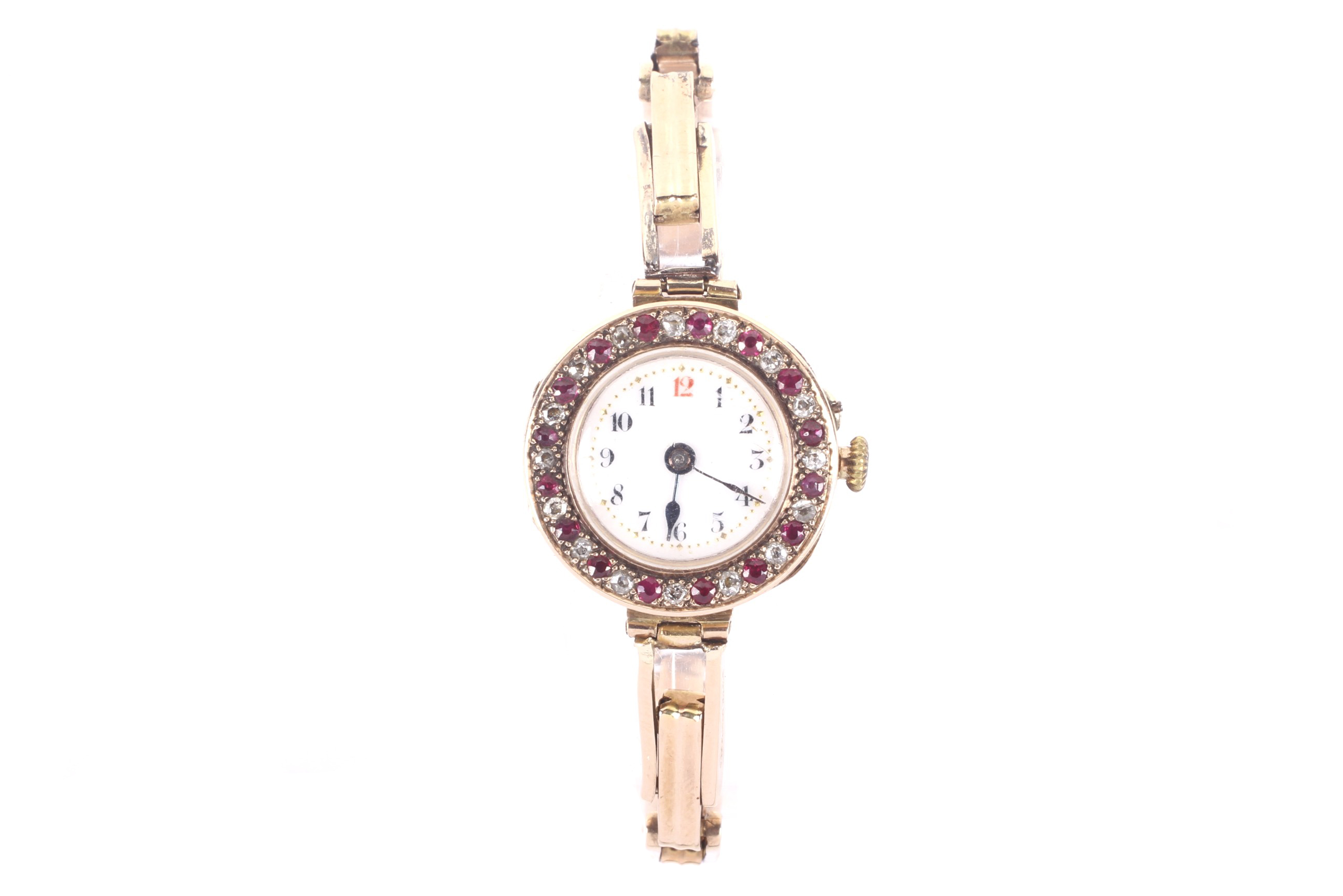 A lady's 9ct gold, ruby and diamond set bracelet watch, circa 1911. - Image 2 of 5