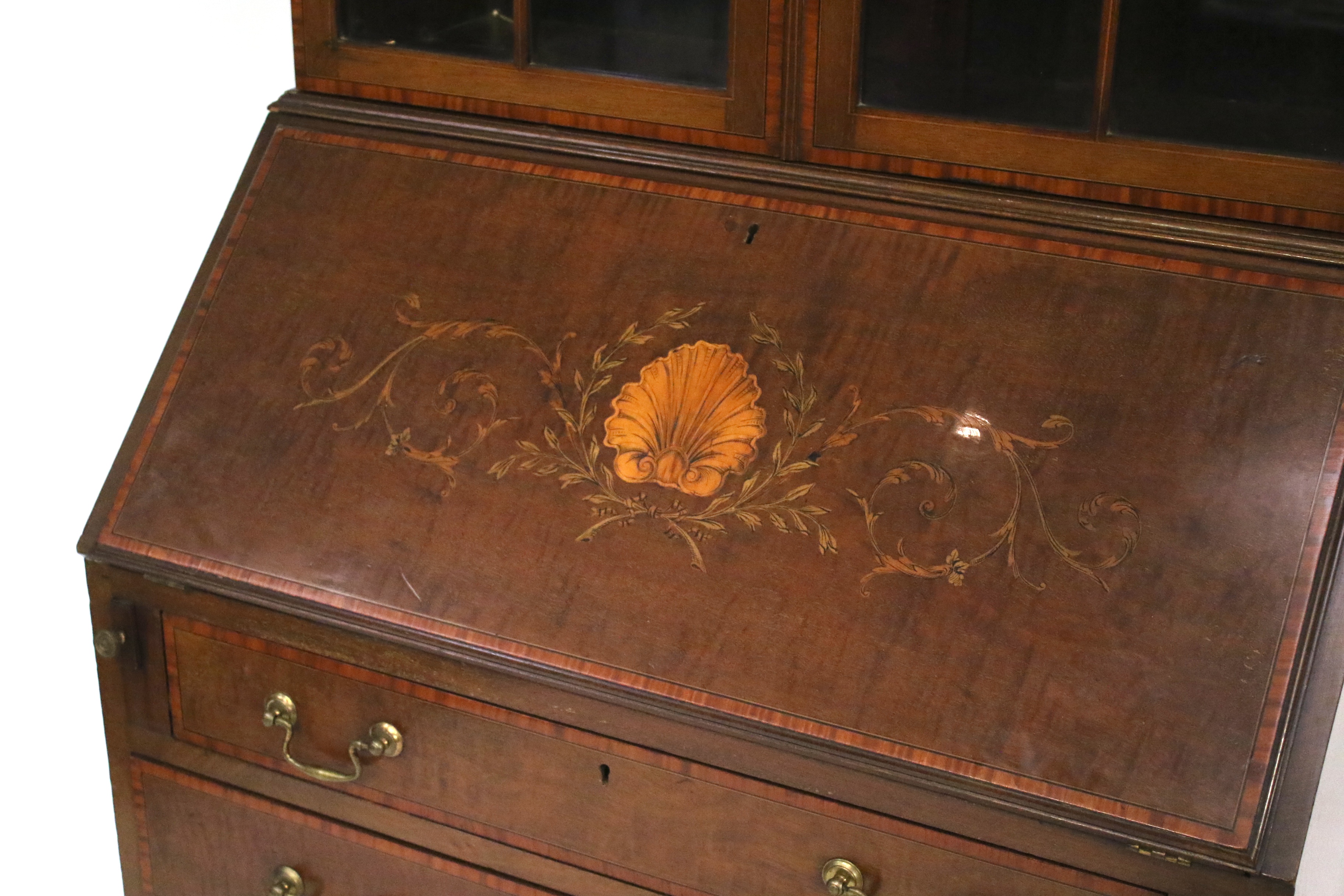 A Sheraton Revival Edwardian mahogany bureau bookcase. - Image 3 of 3