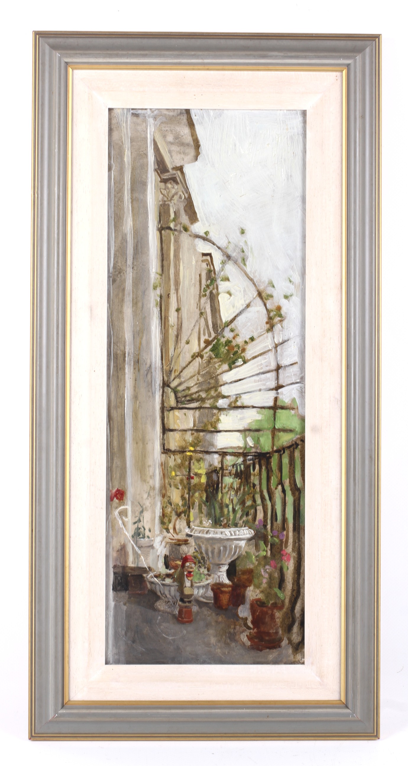 Sarah Raphael, oil on board, 'Balcony'. - Image 2 of 2