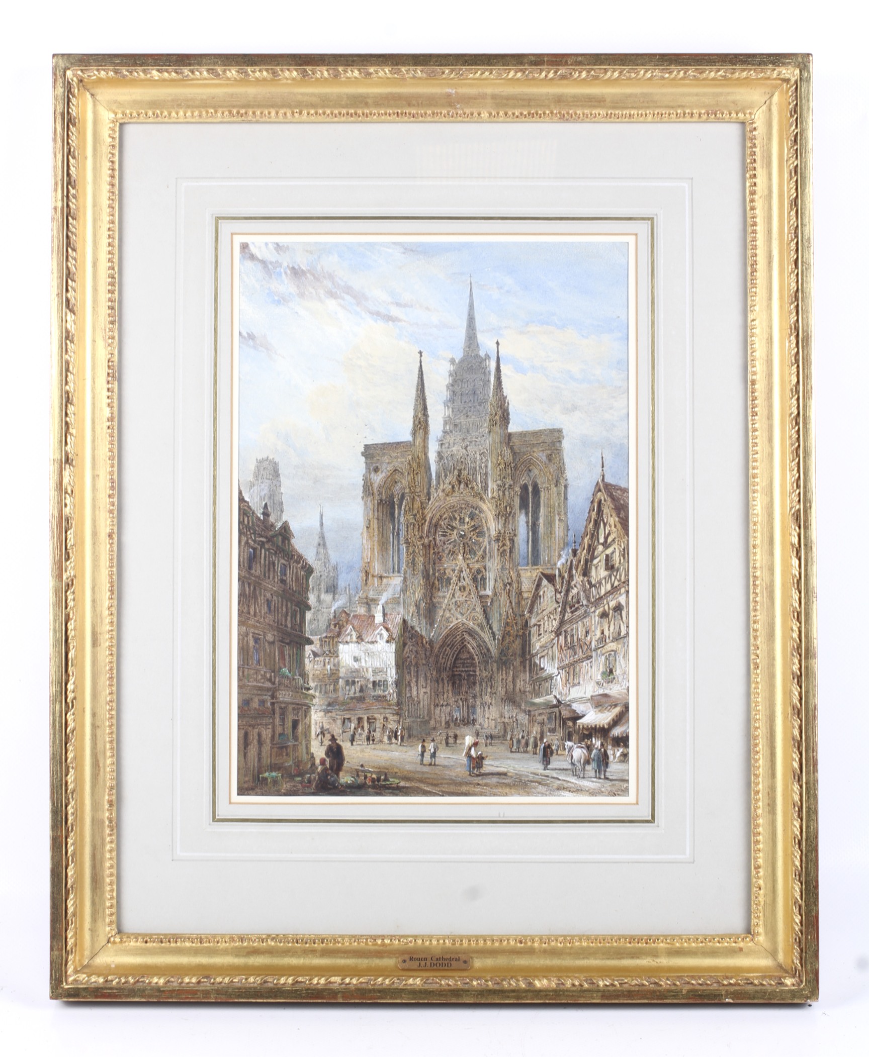 Joseph Josiah Dodd (British, 1809-1894), watercolour, Rouen Cathedral. - Image 2 of 3