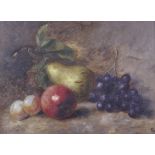 A late 19th/early 20th century oil on canvas painting of fruit.