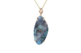 A boulder opal pendant and chain.