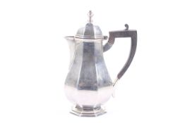 A silver octagonal baluster coffee pot in George I style.