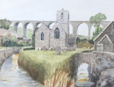 Gordon Ellis (1920-1978), watercolour, ' Viaduct-Pensford Bristol'.