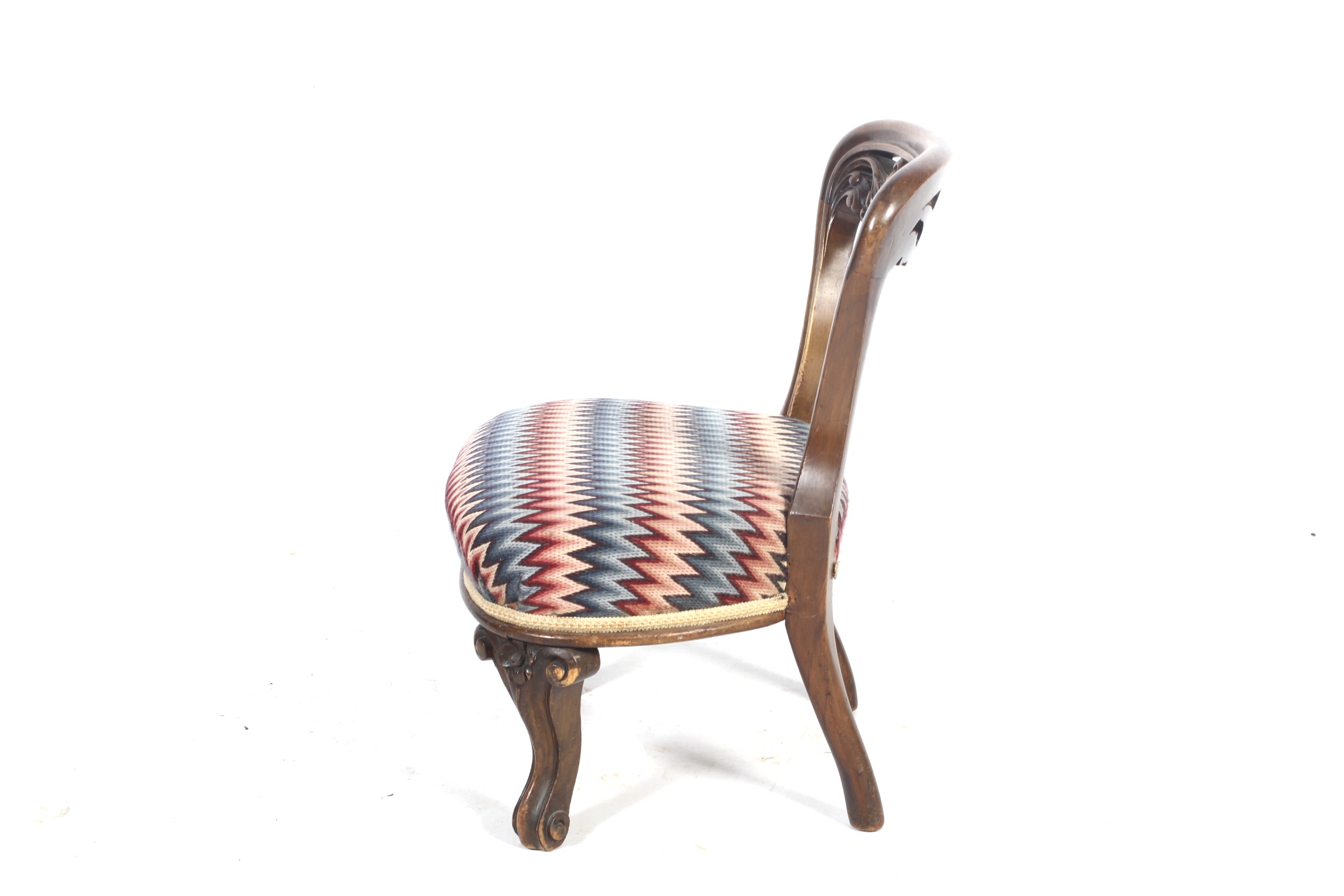 A Victorian walnut over stuffed nursing chair. - Image 2 of 2