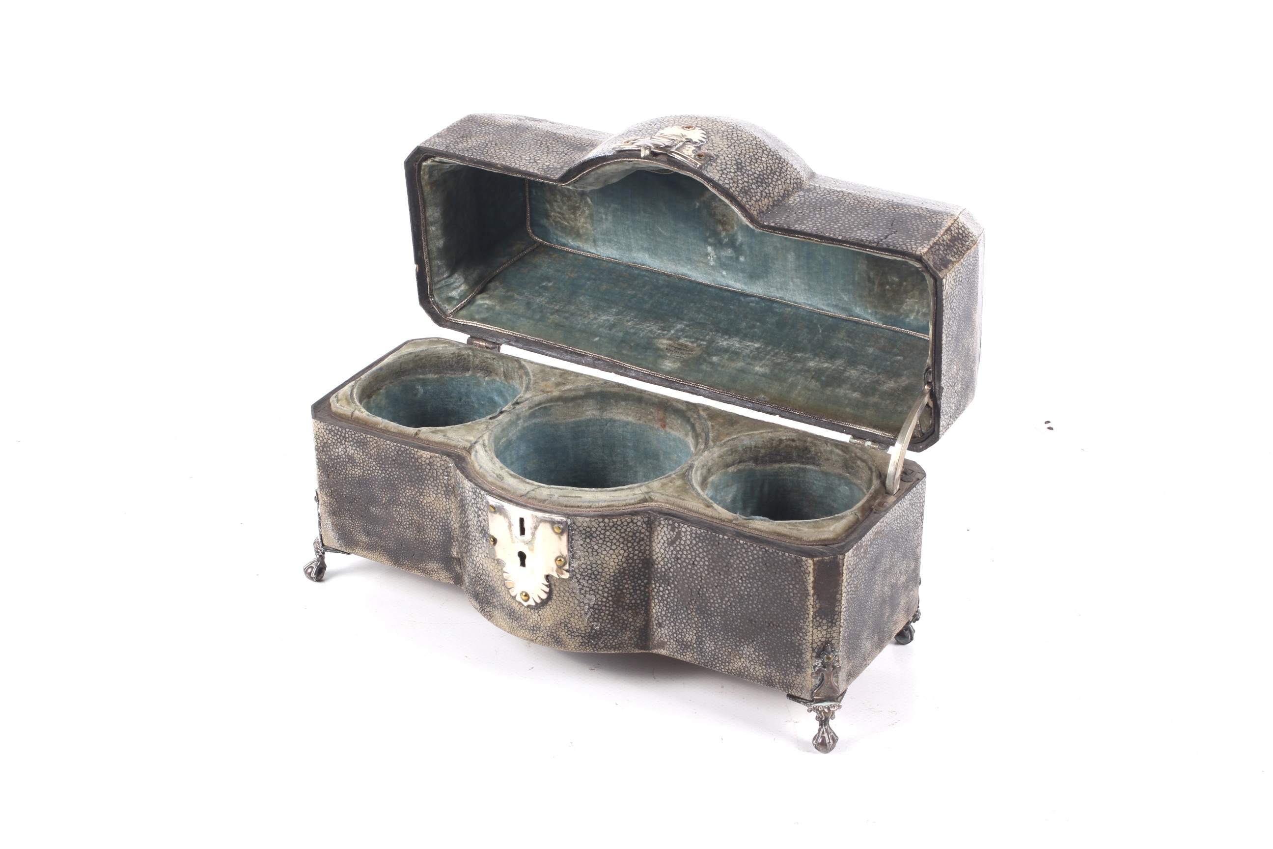 A George III silver mounted shagreen tea caddy case. - Bild 2 aus 19