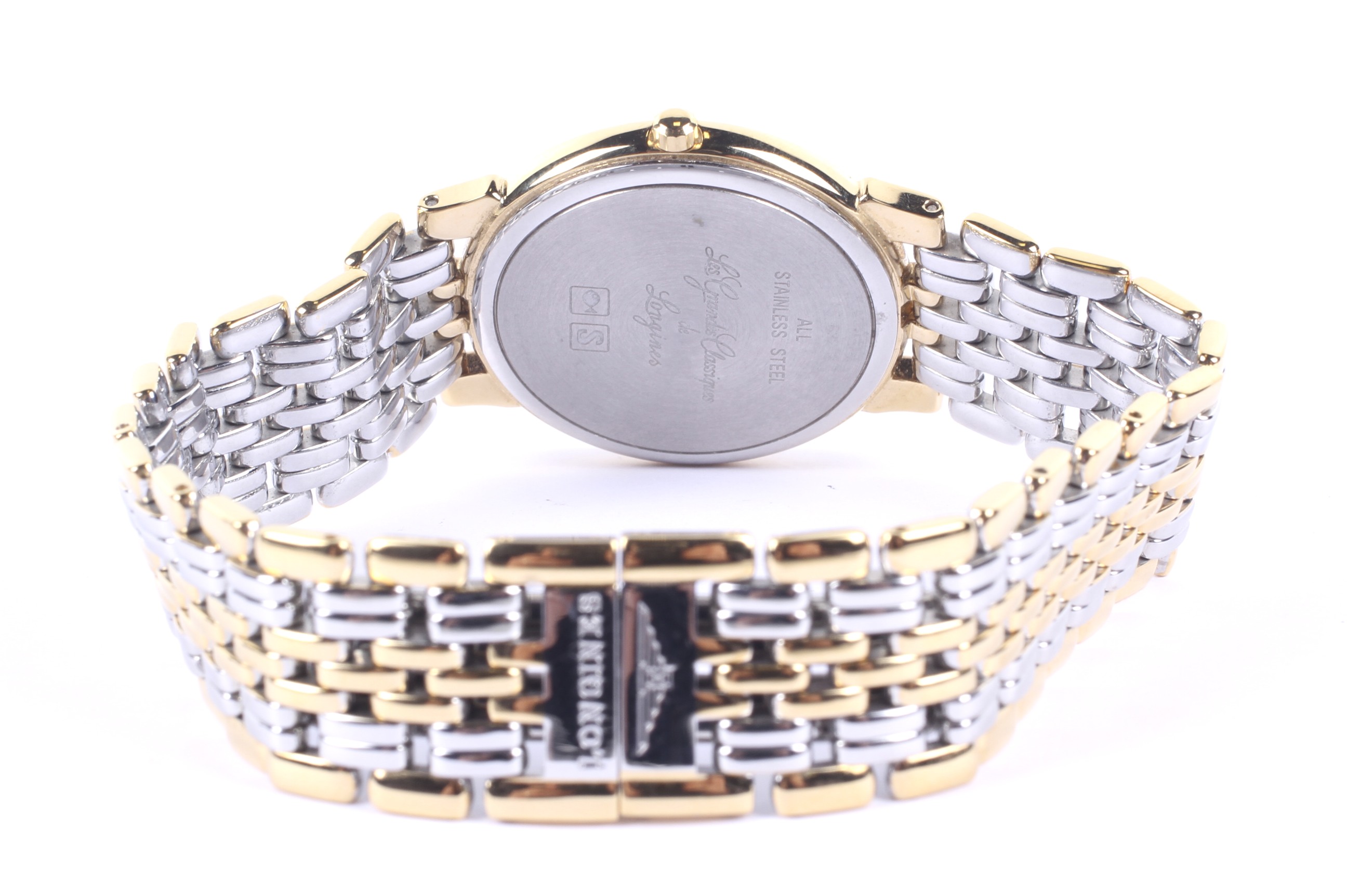 Longines, a gentleman's gold-plated and stainless steel quartz bracelet watch. - Image 4 of 6