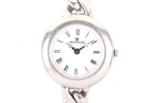 Boodles, a mid-size silver cased round quartz bracelet watch, circa 1994.