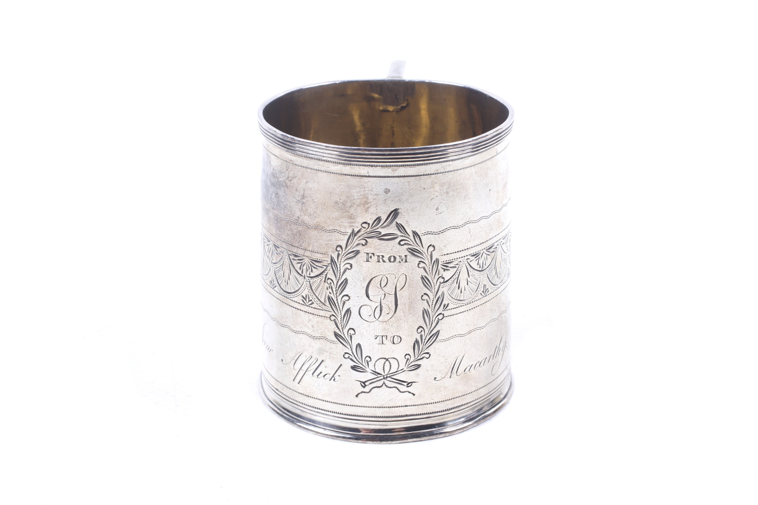 A George III silver straight sided christening cup. - Image 2 of 4