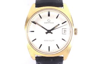 Certina, Waterking 210, a gentleman's gold-plated and stainless steel tonneau-shaped wrist watch.