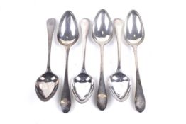 A set of six George III Scottish old English pattern table spoons.