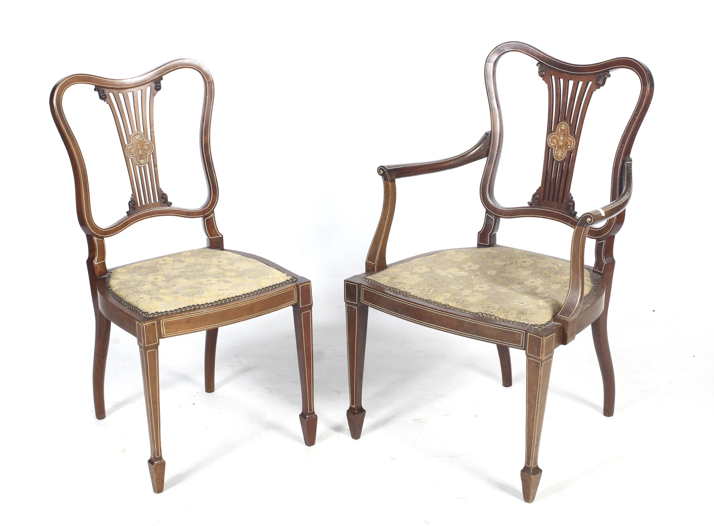 A set of five Victorian black walnut bow back chairs. - Image 2 of 2