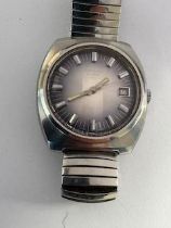 Oriosa, a gentleman's stainless steel automatic date bracelet watch, circa 1970.