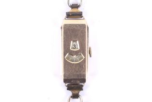 A lady's 9ct gold rectangular 'direct-read' wrist watch, circa 1932.