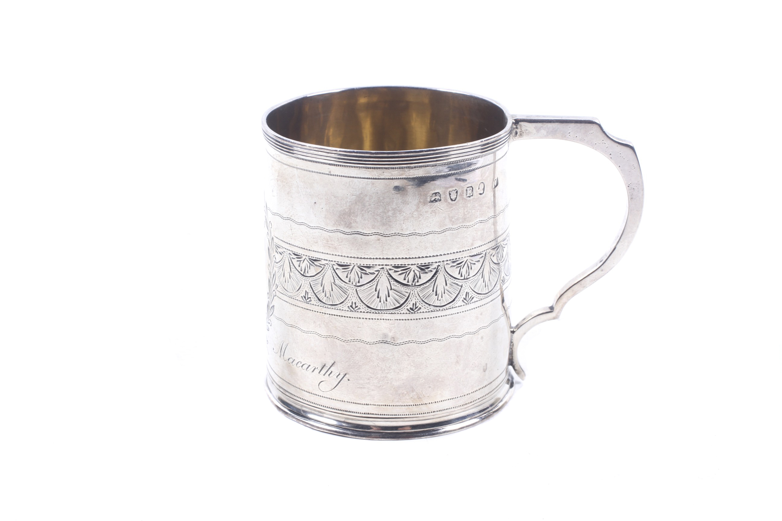 A George III silver straight sided christening cup.