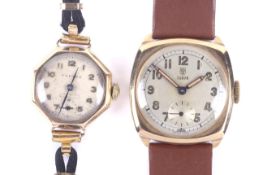 Two gold cased wrist watches, circa 1950-51.