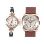 Two gold cased wrist watches, circa 1950-51.