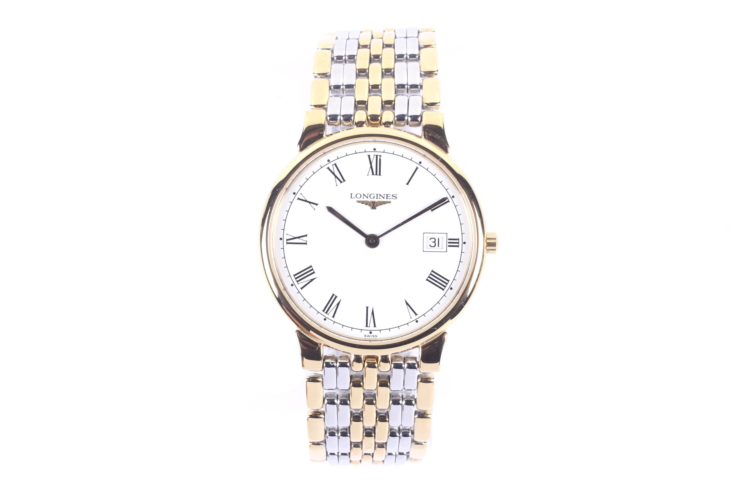 Longines, a gentleman's gold-plated and stainless steel quartz bracelet watch. - Image 2 of 6