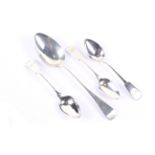 Four George II and later spoons including a George III Channel Islands,