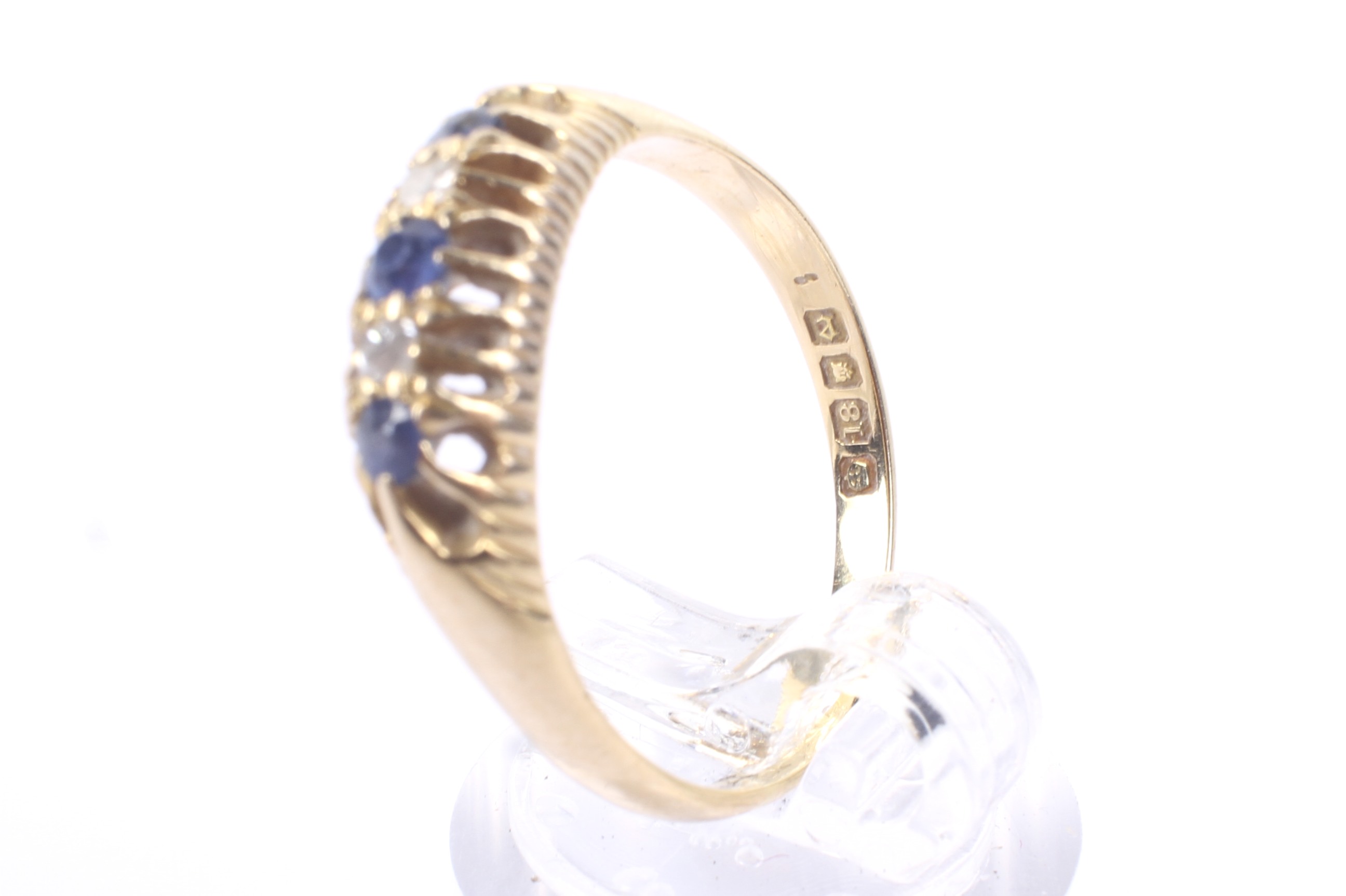 A Victorian 18ct gold, sapphire and diamond five stone ring. - Image 4 of 4