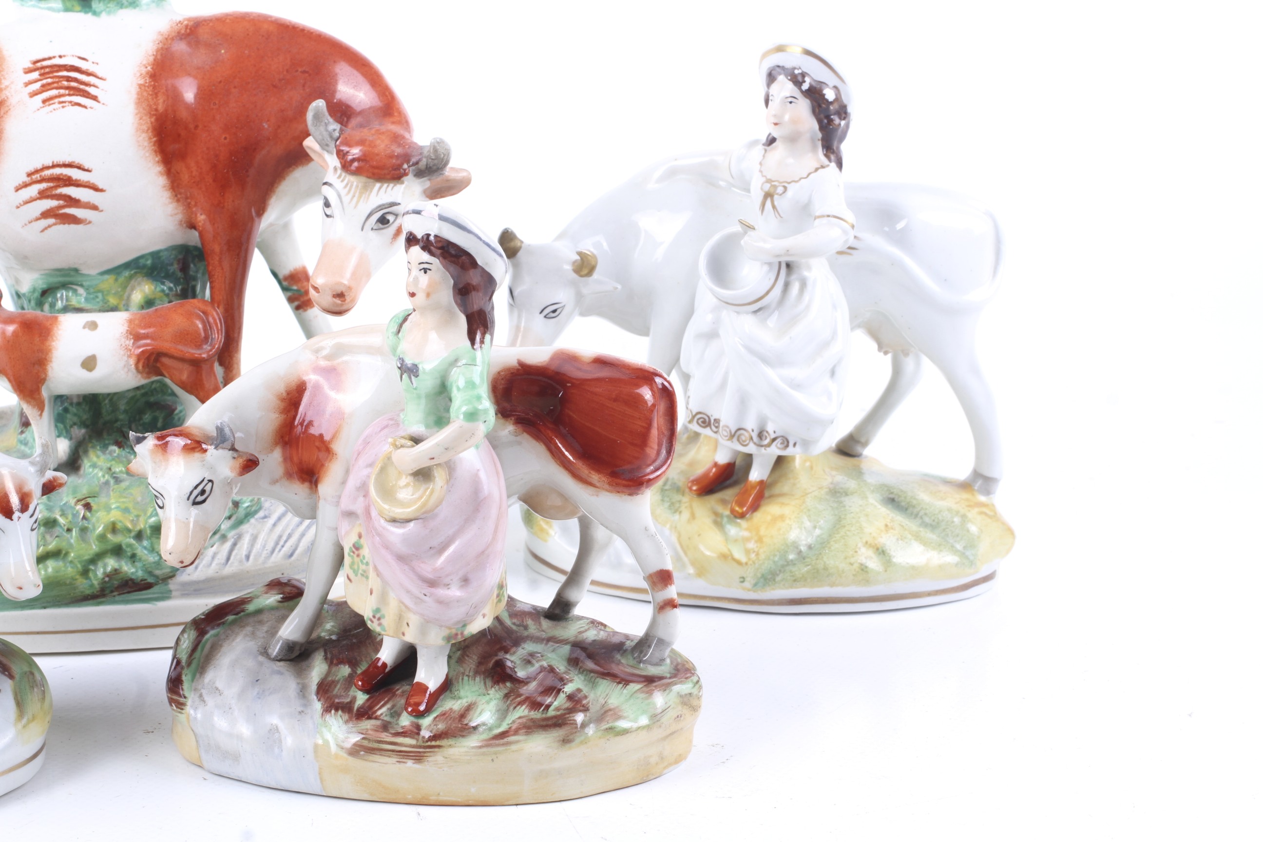 Five 19th century Staffordshire cow figures. - Image 3 of 3