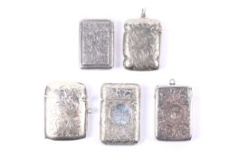 Five various silver floral engraved vesta/match cases.