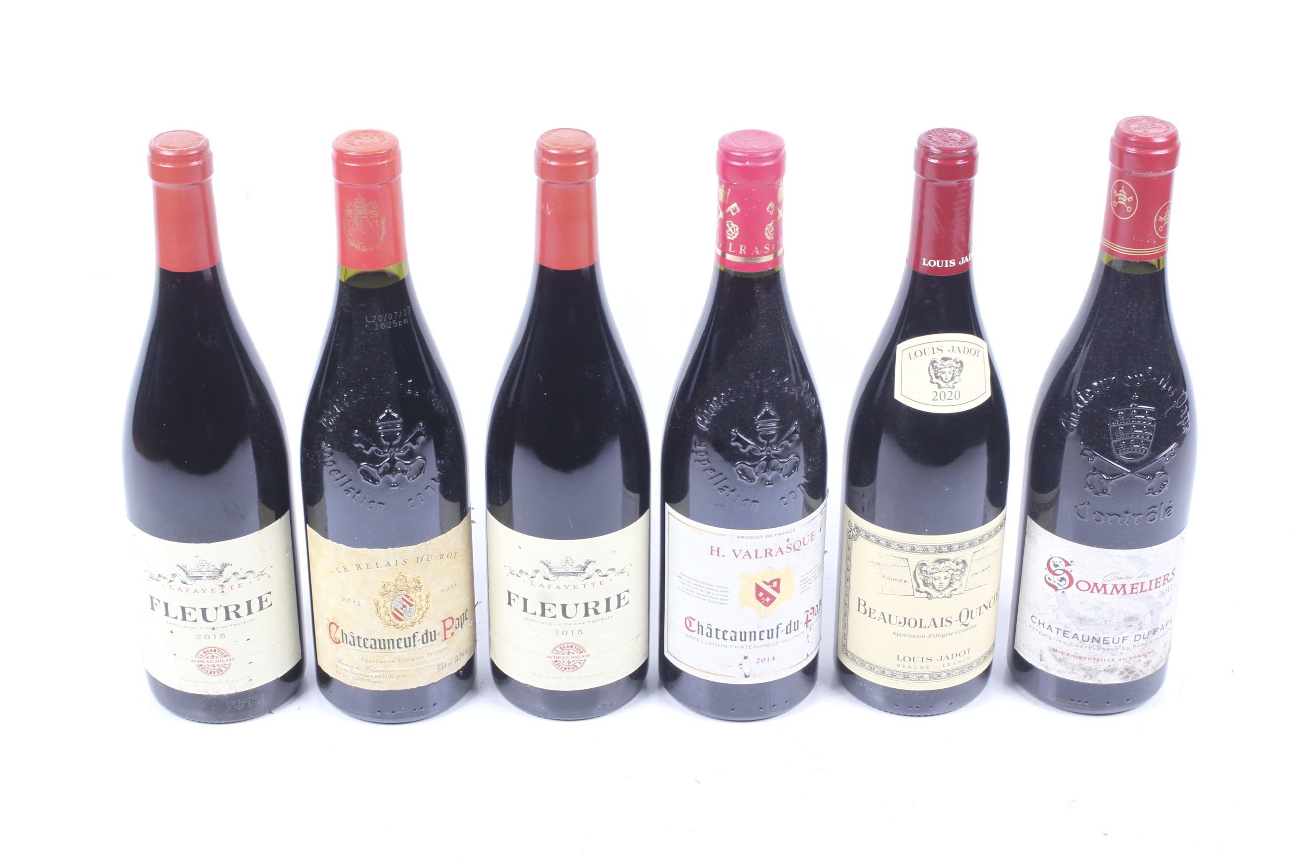 Six bottles of red wine. Comprising two bottles of Fleurie 2015, 765cl, 13. - Image 3 of 4