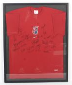 A signed England rugby training shirt.