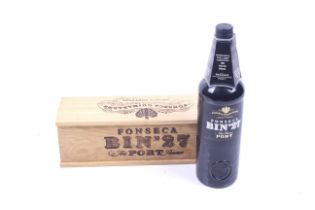 A bottle of Fonseca bin 27 port. 75cl, 20% vol, in wooden box.