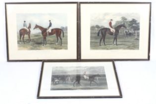 Horse Racing : After Harry Hall, a set of 3 hand coloured engravings, 'Inoquois', ' Knight of St.