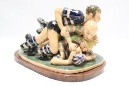 A pottery sculpture of Bath V Leicester.