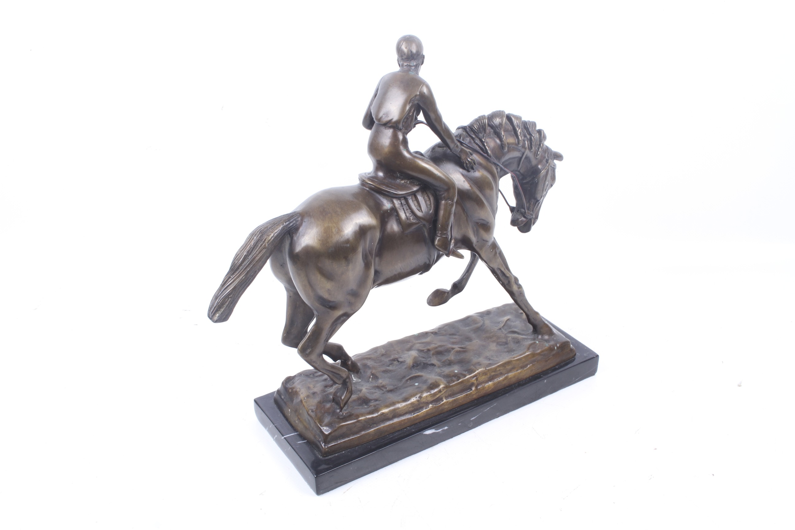 A bronze sculpture of a horse and rider. - Image 2 of 2