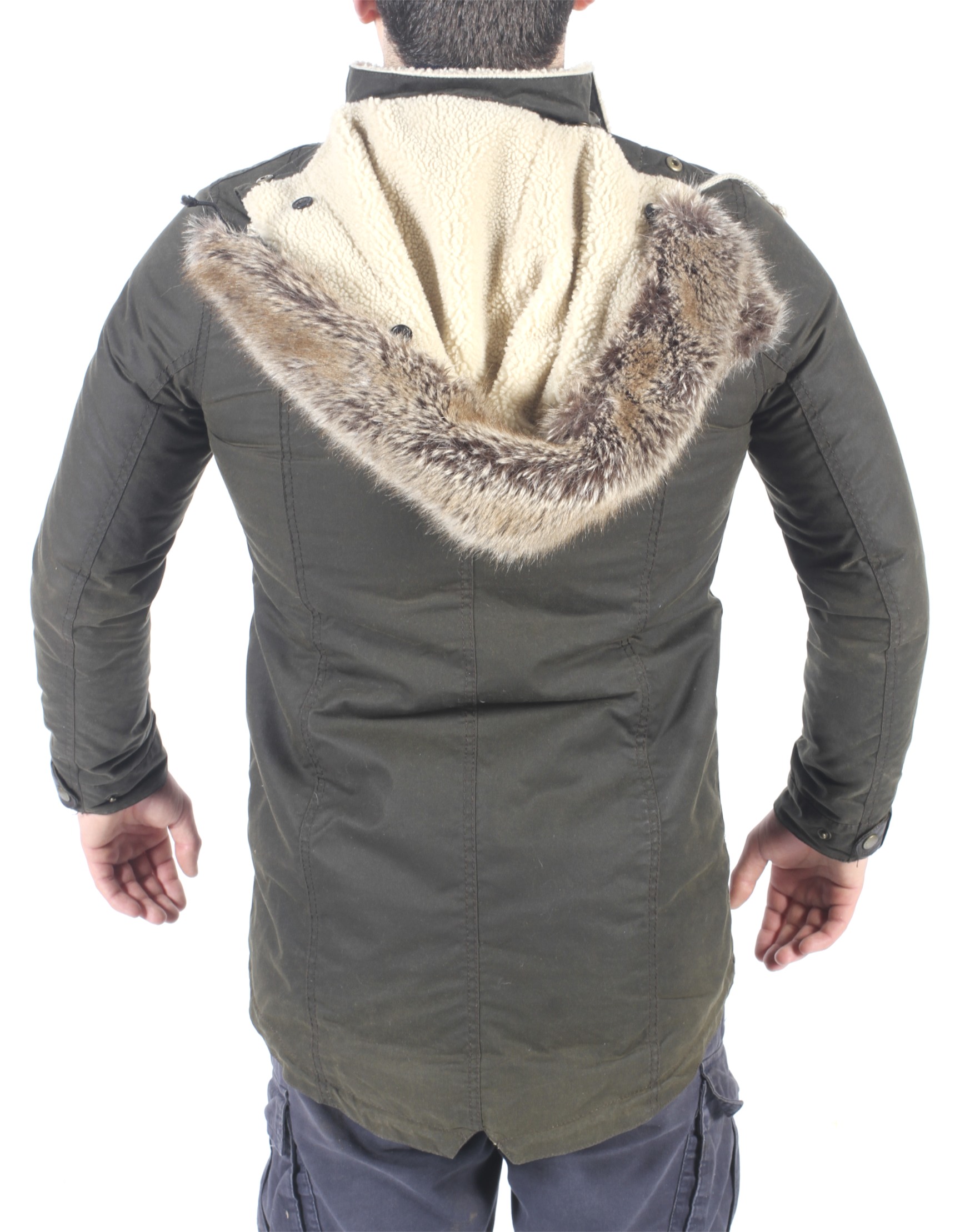 A Barbour ladies wax jacket. With white fleece lining and a hood, size 10. - Image 2 of 3