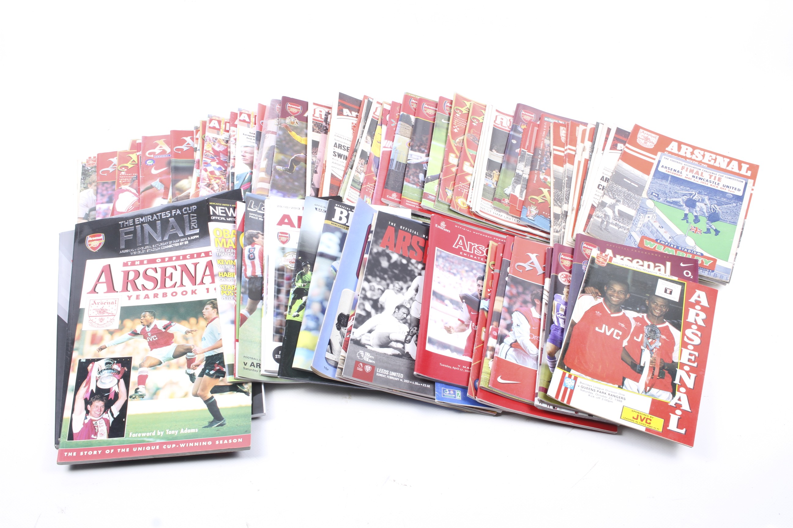 A collection of Arsenal programmes from the 1950s onwards.
