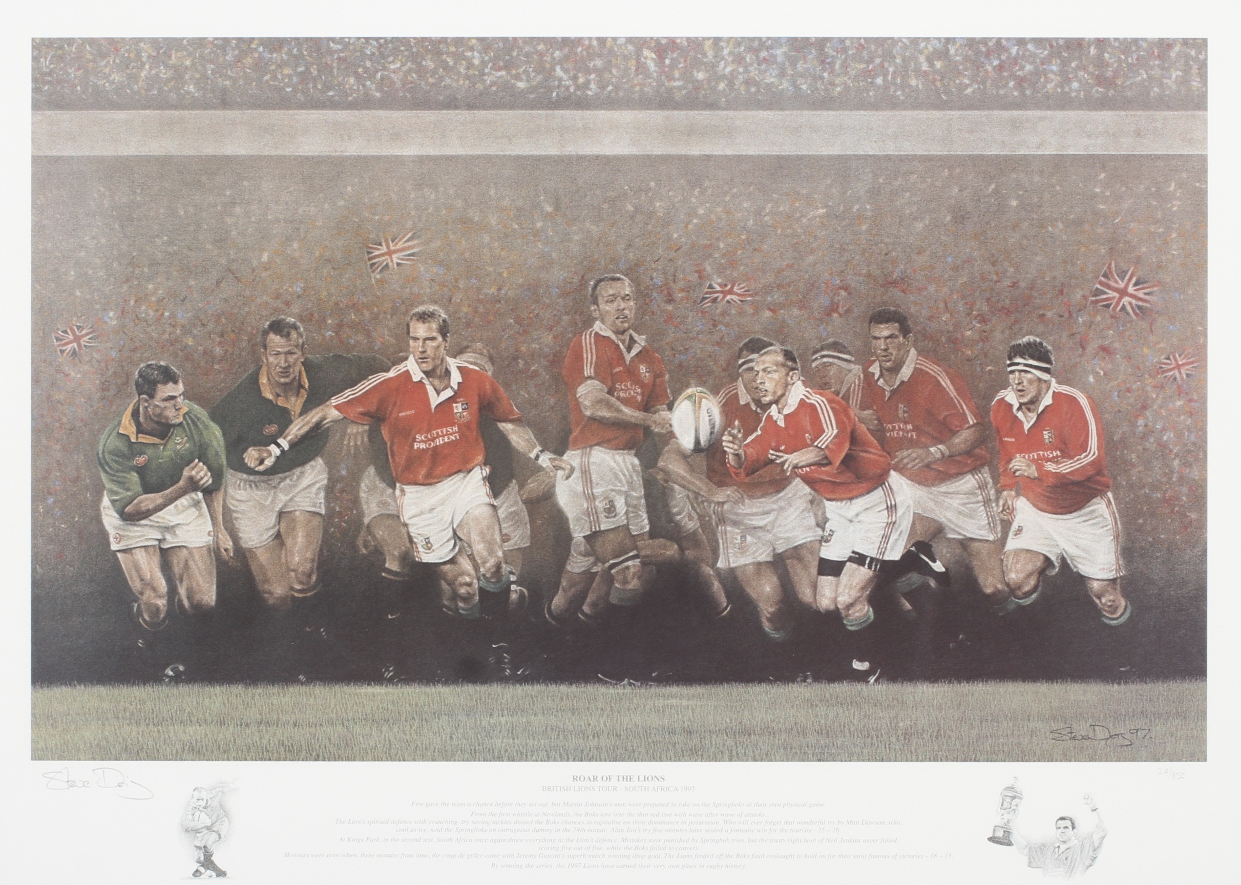 Rugby : three British Lions prints, Roar of the Lions-South Africa 1997, - Image 3 of 4