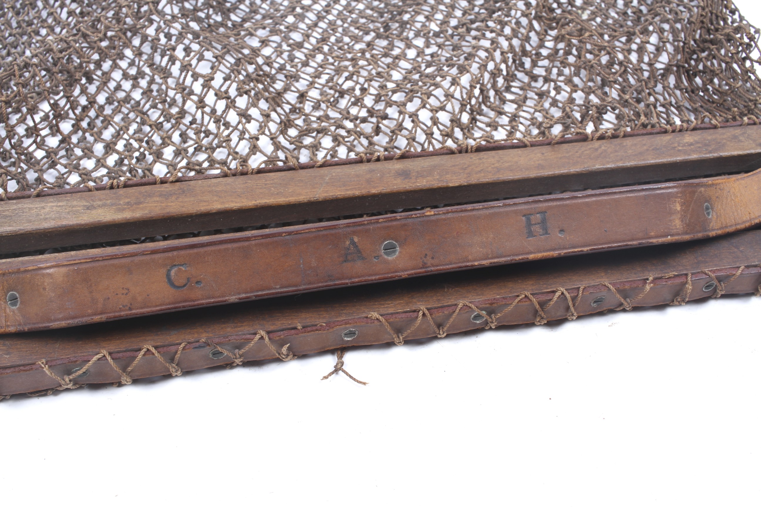 A 19th century oak bird carrier. With an oak and leather handle and drawstring bag, initialled 'C.A. - Image 2 of 2
