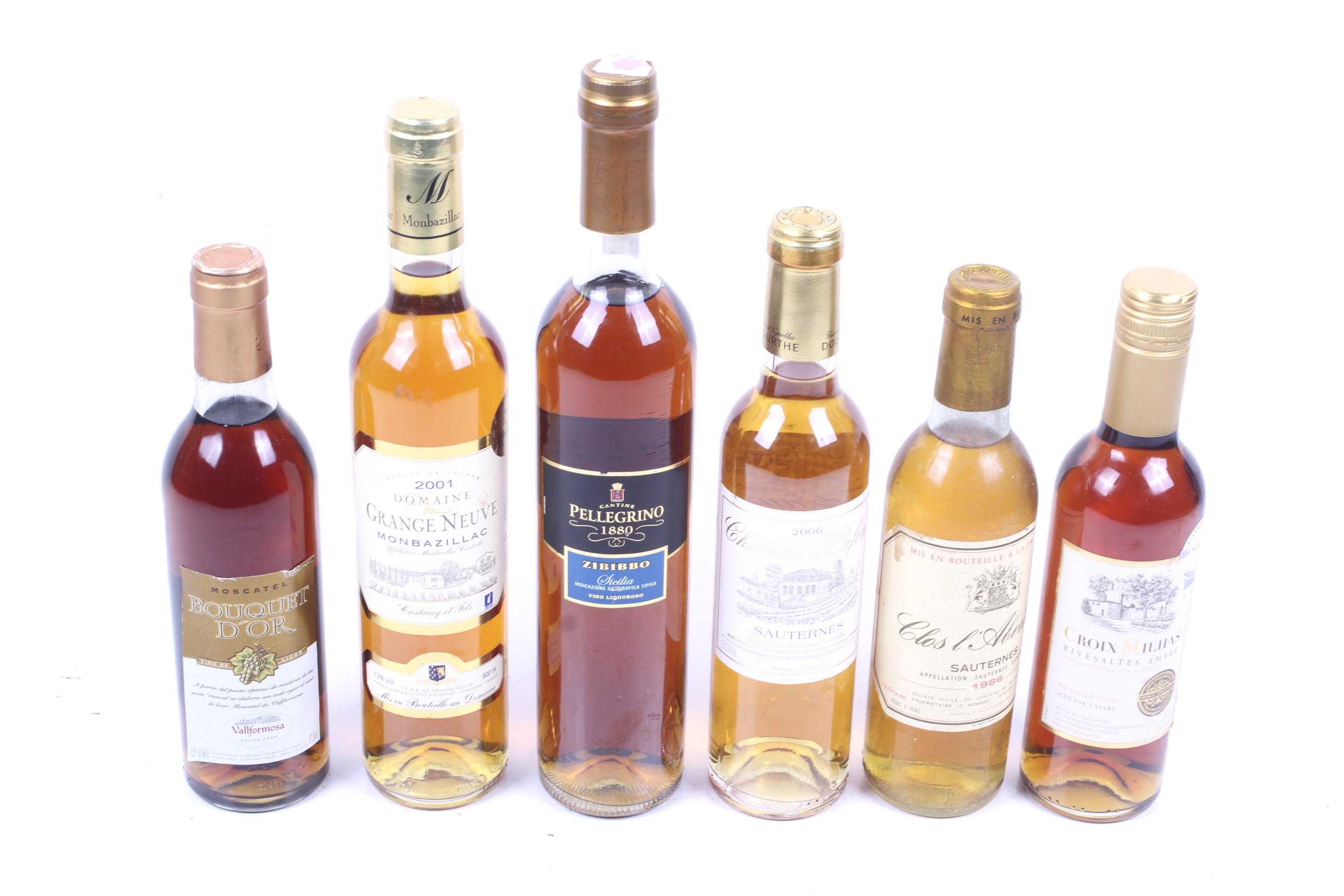 Six bottles of wine. Comprising one bottle of Croix Milhas aged 3 years, 37.5cl, 15.