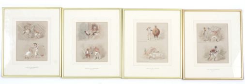Tom W Lee early 19 th century, set of 4 Hunting watercolours, 'A Run with the Blankshire'.