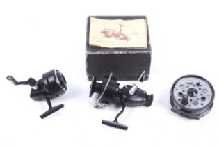 Three vintage fishing reels. Comprising a Pridex 3.