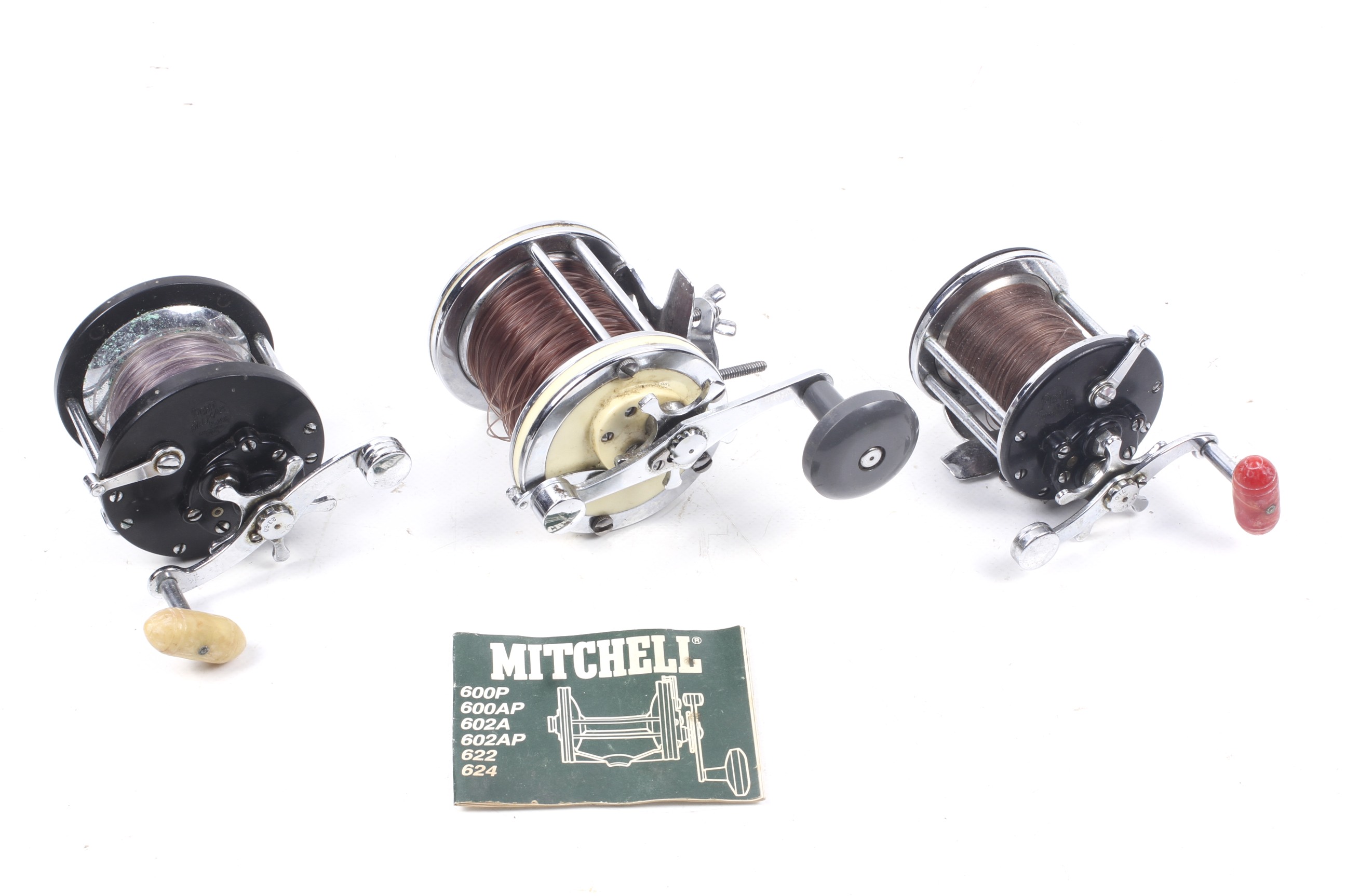 Three sea fishing multiplier reels.