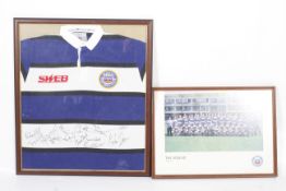 A Bath Rugby signed shirt and 1996-97 squad picture.